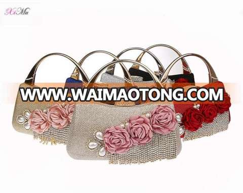 3D Flower Clutch Evening Bag Clutch Purses Bridal Wedding Clutch Bags - Multicolored